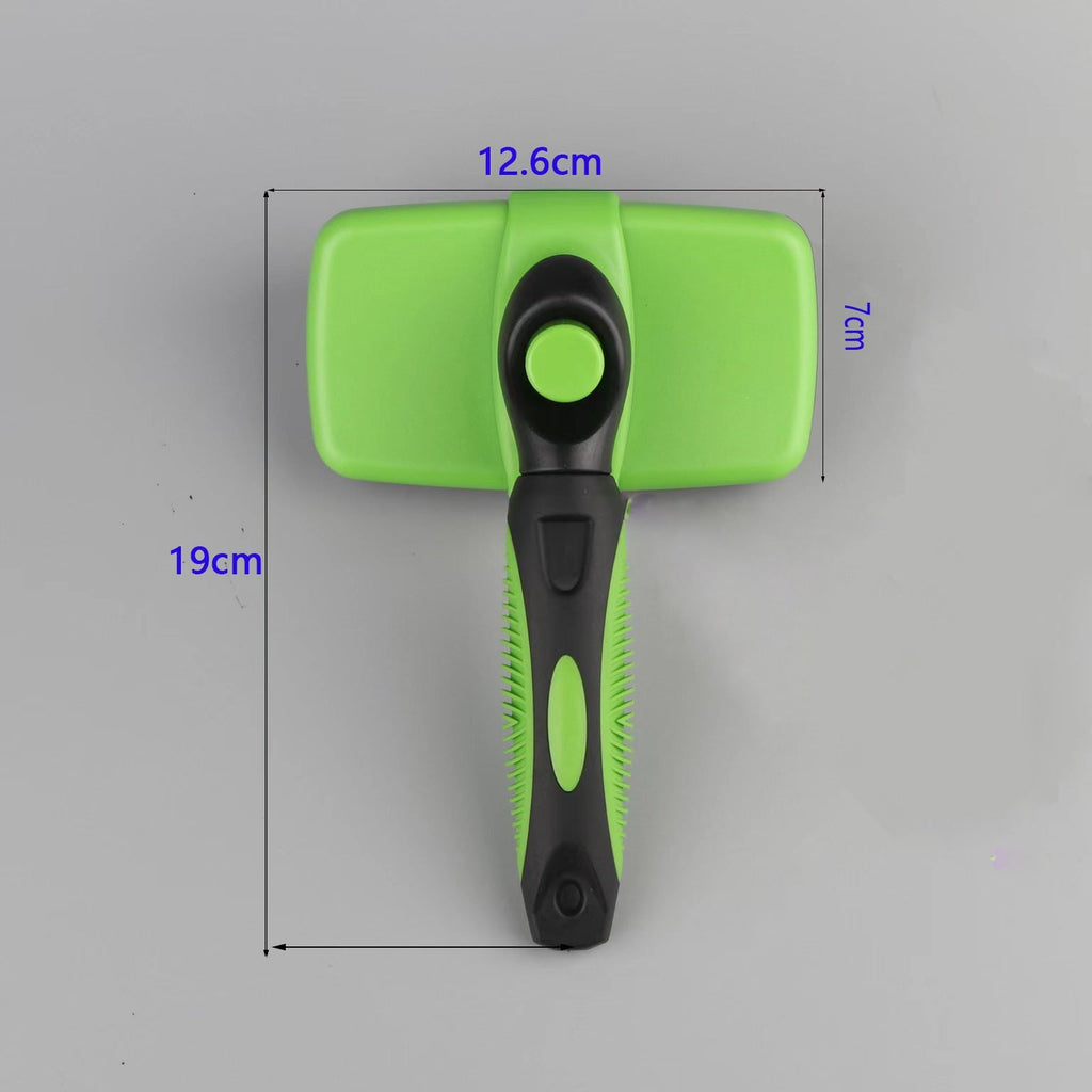 Furvelis pet grooming brush dimensions: 19 by 12.6 by 7 centimeters